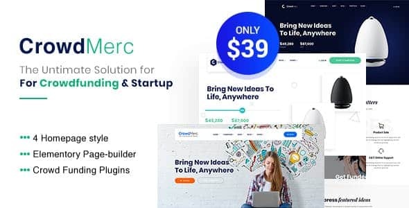 Crowdmerc v2.4 – Crowdfunding Startup Fundraising WordPress Theme