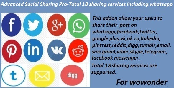 Advanced Social Sharing Pro For WoWonder Aug 3-2023