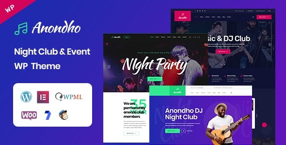 Anondho v1.0 Night Club & Event WordPress Theme