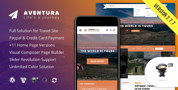 Aventura v2.7.7 Travel & Tour Booking System WP Theme