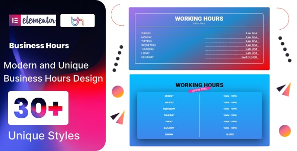 BWD Business Hours addon for elementor v1.0