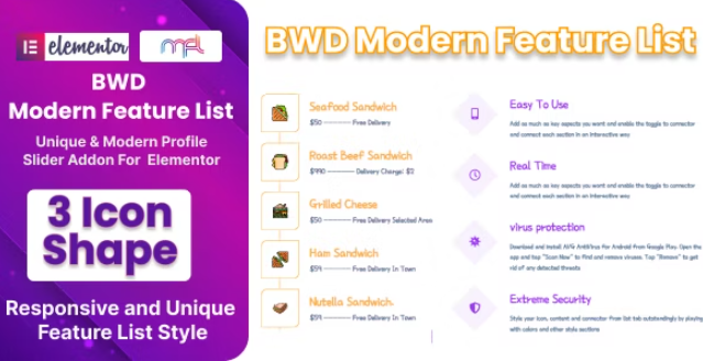 BWD Modern Feature List Addon For Elementor v1.0