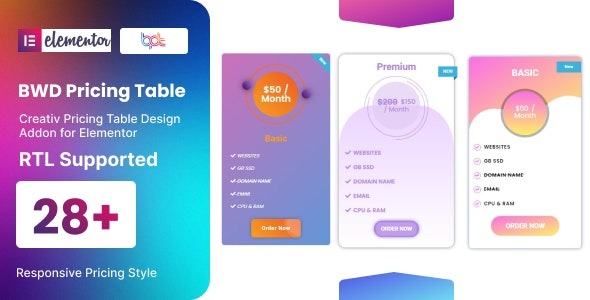 BWD Pricing Table for elementor v1.0