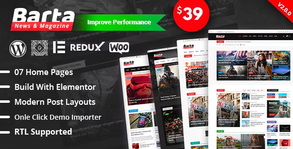 Barta (v2.0.3) News & Magazine WordPress Theme