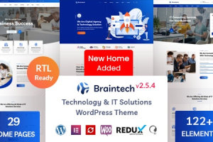 Braintech v2.6.6 (Activated) Technology & IT Solutions WordPress Theme