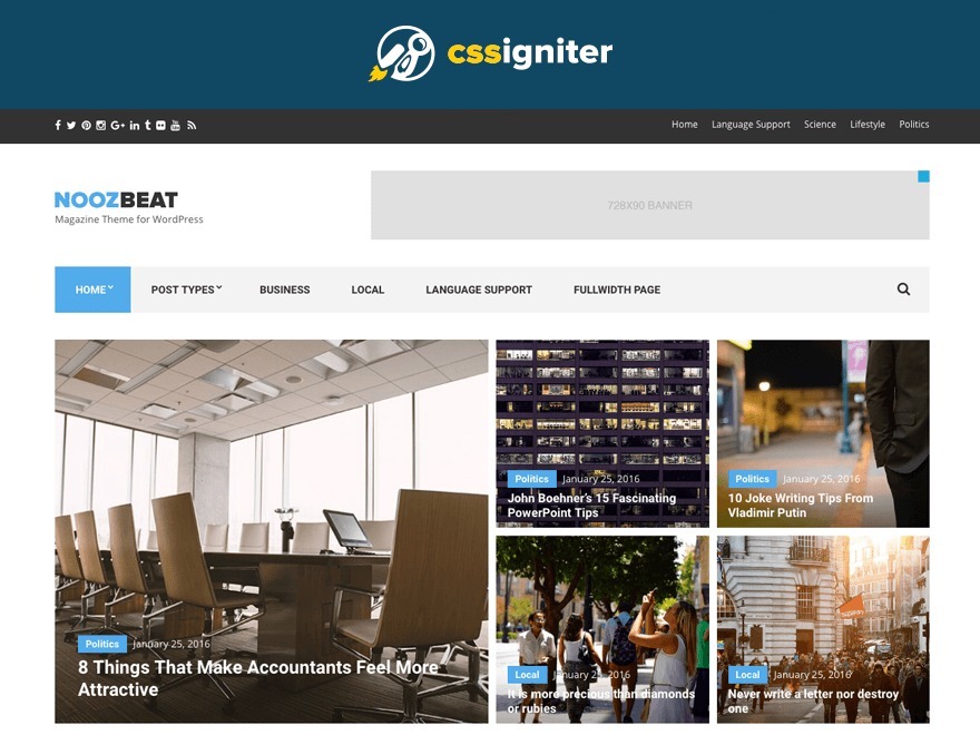 CSS Igniter Noozbeat WordPress Theme v1.3.3