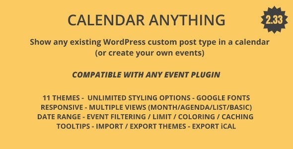 Calendar Anything v2.29 Show any existing WordPress custom post type in a calendar