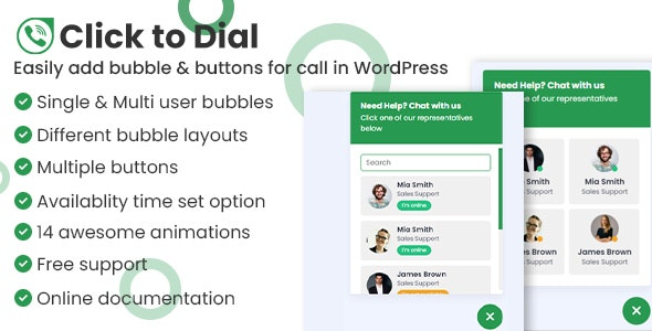 Click to dial v1.2.0 Direct call from website WordPress plugin