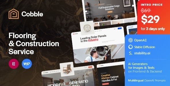 Cobble v1.0 Flooring & Construction Service WordPress Theme