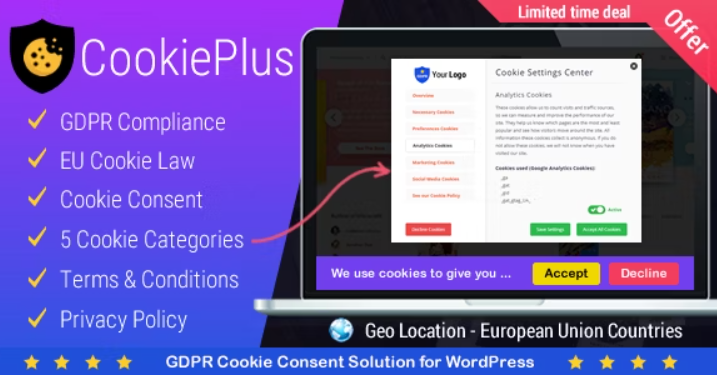 Cookie Plus v1.6.3 GDPR Cookie Consent Solution for WordPress