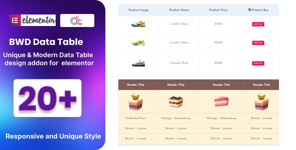 Data Table Addon for Elementor v1.0