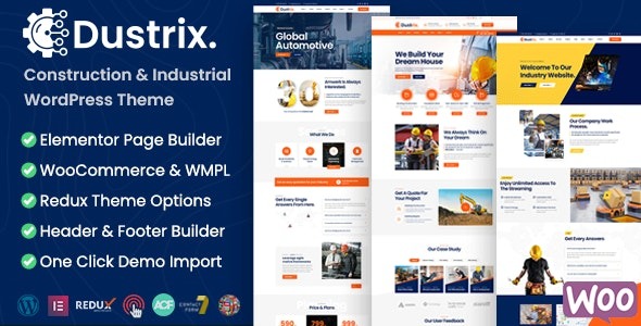 Dustrix v1.5.0 Construction and Industry WordPress Theme