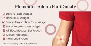 Elementor Addon for IDonatePro v1.0 Blood Donation, Request And Donor Management
