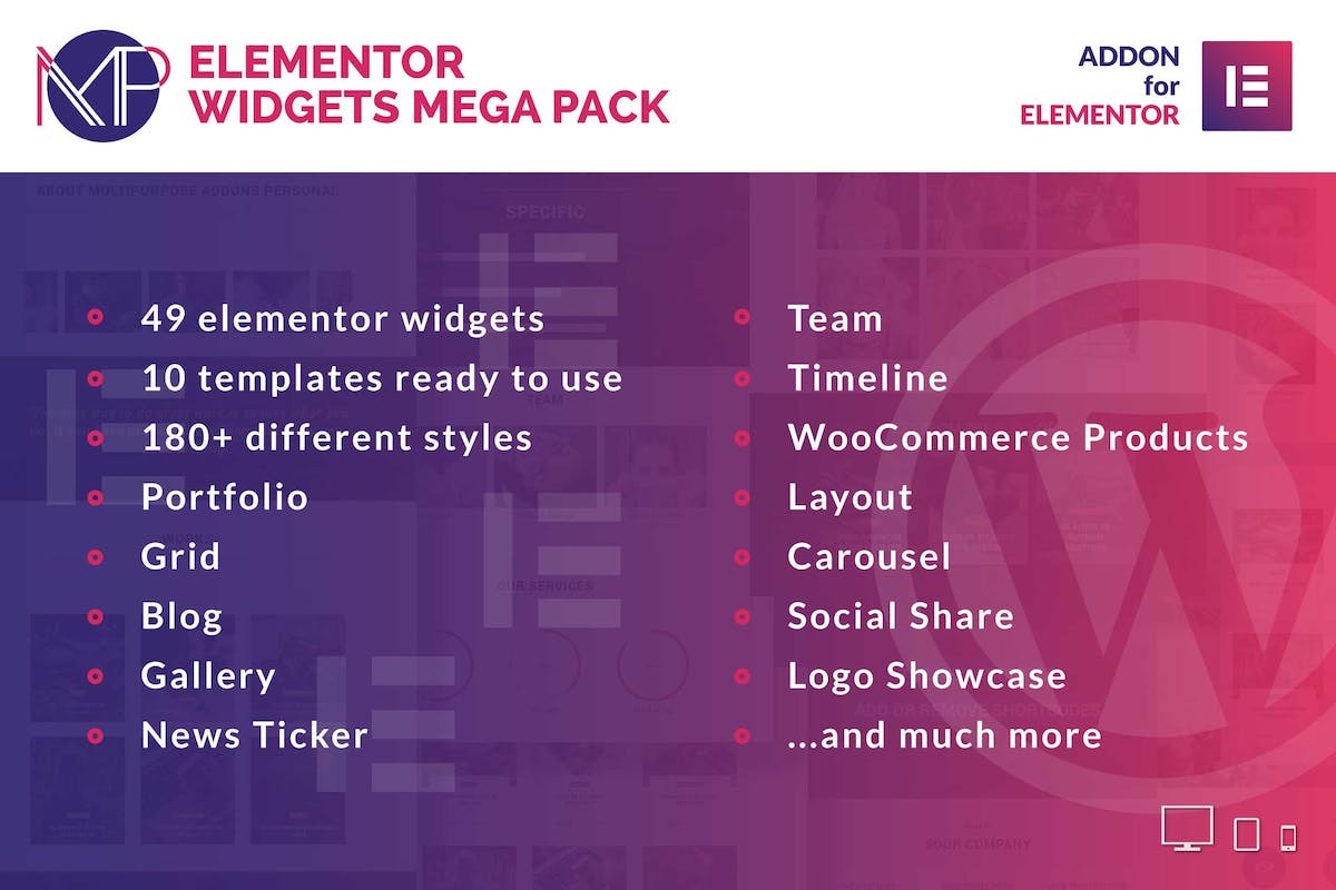 Elementor Widgets Mega Pack (v1.1) Addons for Elementor Page Builder WordPress Plugin