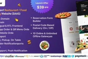 Eorder v3.0 Multitenant Restaurant / Food Ordering Website (SAAS)