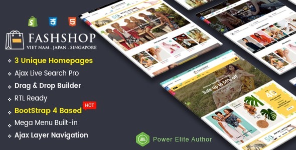 FashShop v1.0.0 Drag & Drop Bootstrap 4 Shopify Theme