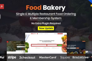 FoodBakery (v4.6) Food Delivery Restaurant Directory WordPress Theme [Activated]