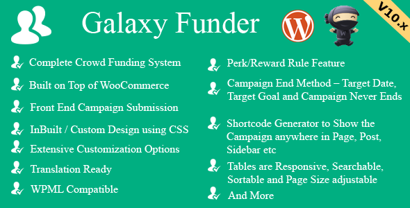 Galaxy Funder v12.0 WooCommerce Crowdfunding System