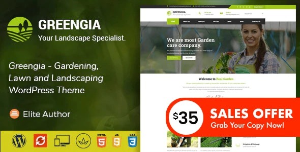 Greengia v2.5 Gardening, Lawn and Landscaping WordPress Theme