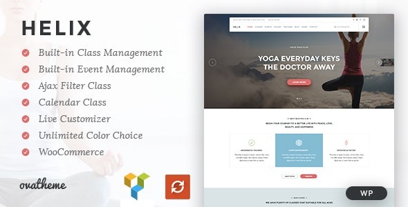 Helix v1.3.9 Yoga Club Calendar WordPress Theme