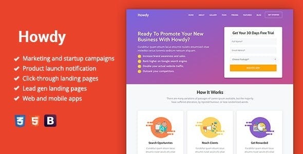 Howdy v1.1.3 Multipurpose High-Converting Landing Page WordPress Theme