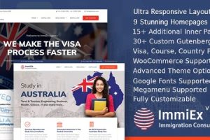 ImmiEx v1.6.2 Immigration law, Visa services support, Migration Agent Consulting WordPress Business Theme