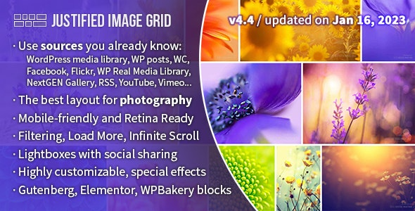 Justified Image Grid (v4.5) Premium WordPress Gallery