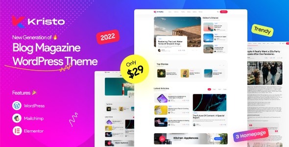 Kristo (v2.4) Modern Magazine WordPress Theme