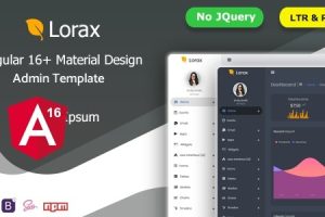 Lorax (5 December 2024) – Angular 15 + Material Design Admin Template