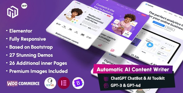 Martex (v1.1) Software, SaaS & Startup Landing Page WordPress Theme