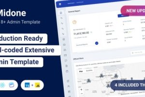 Midone (v2.0.2) React Admin Dashboard Template + HTML Version