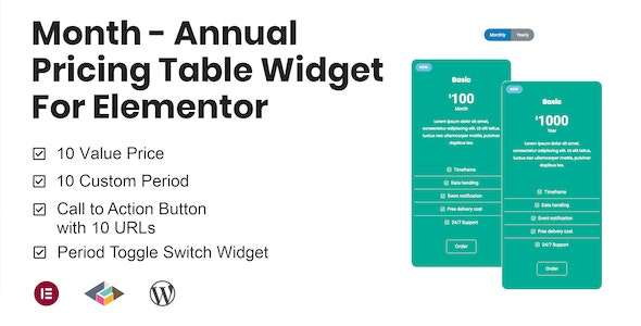 Month v1.2.3 Annual Pricing Table Widget For Elementor
