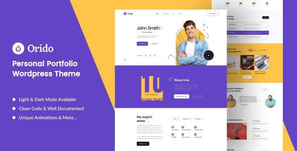 Orido v1.0 Personal Portfolio WordPress Theme
