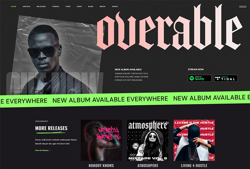 Overable – Professional Music WordPress Theme v1.2.5 (Activated)
