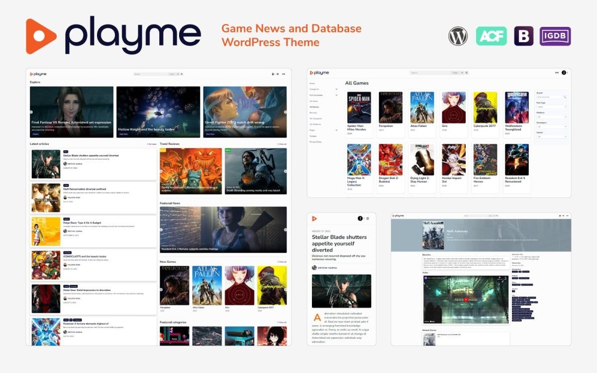 PLAYME v1.0.8 Game News and Database WordPress Theme