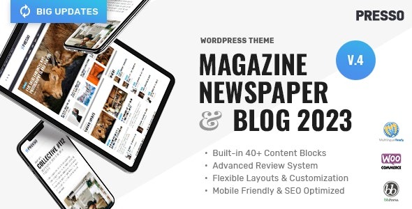 PRESSO v4.0.0 Modern Magazine Newspaper Viral Theme