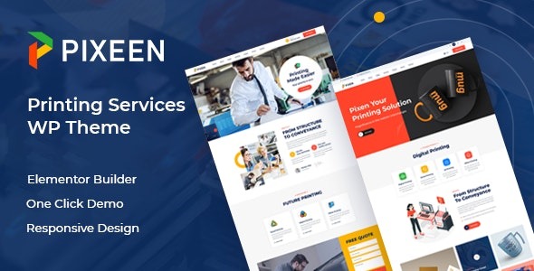 Pixeen v1.0.9 Printing Services Company WordPress Theme + RTL