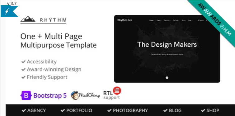 Rhythm (v3.7.11) Multipurpose One/Multi Page Template
