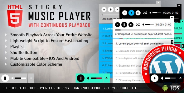 Sticky HTML5 Music Player WordPress Plugin v3.1.6