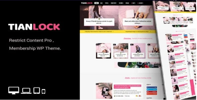 TianLock WP v.2.9 Restrict Content Pro / Membership WordPress Theme