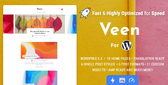 Veen (v2.6.0) Minimal & Lightweight Blog for WordPress [Activated]