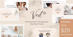 Veil - 婚礼活动和摄影师 WordPress 主题 1.5