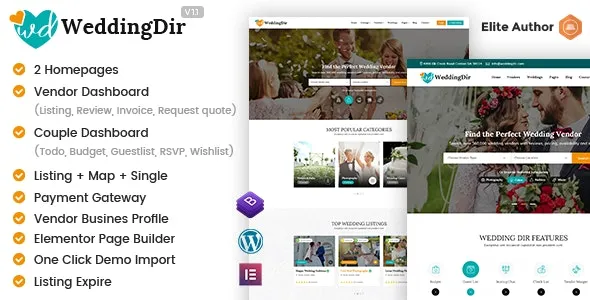 WeddingDir v1.1.8 + Addons – Directory Listing WordPress Theme