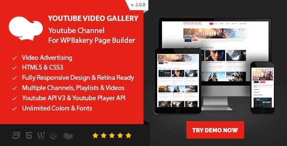 Youtube Video Gallery v2.0.8 Youtube Channel For WPBakery Page Builder