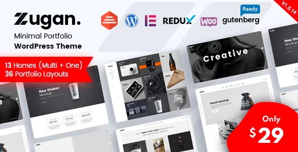Zugan v1.6.1 Minimal Portfolio WordPress Theme