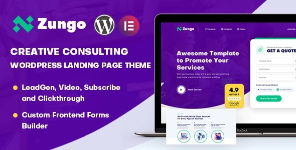 Zungo (v1.0.4) Creative Consulting Business WordPress Landing Page Theme