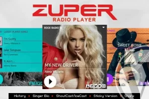 Zuper Shoutcast and Icecast Radio Player With History v3.6