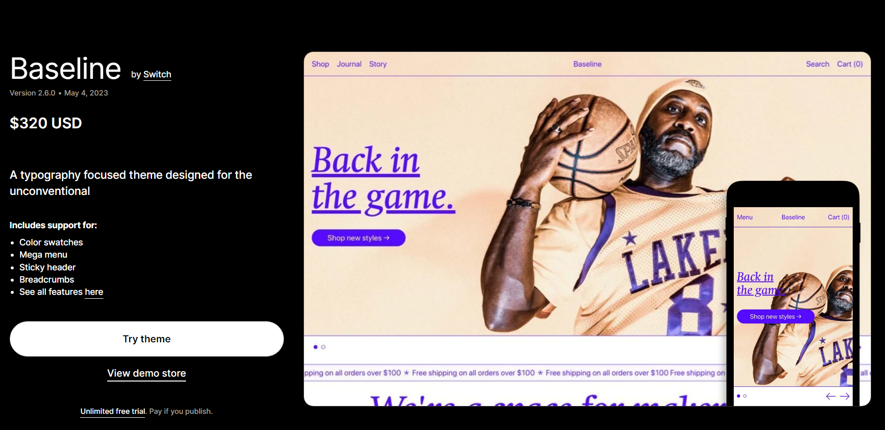 Baseline Shopify Theme v2.5.0