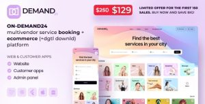 On-Demand24 (v1.0) Multivendor Service Booking + eCommerce (+dgtl downld) platform (cust web, mob, admin)