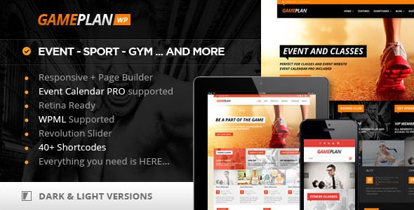 Gameplan - 活动和健身房健身 WordPress 主题 1.6.7